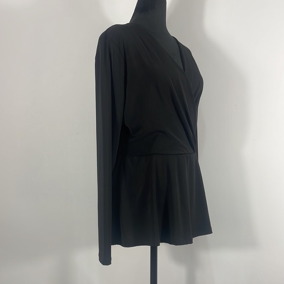 H & M Black Wrap front, peplum Top, Lpng Sleeve, V neck, Medium - Picture 4 of 9